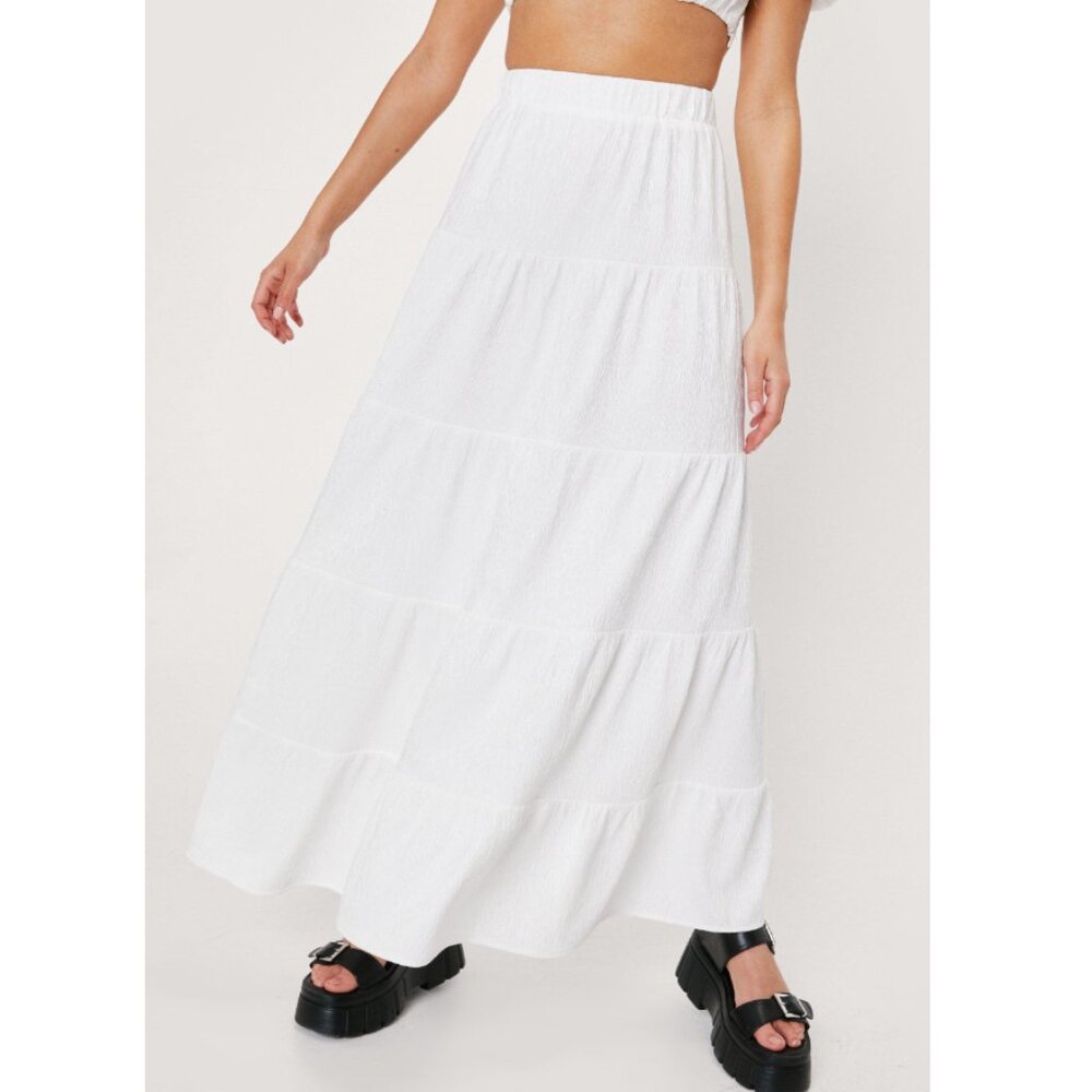 NastyGal Plisse Tiered Maxi Skirt